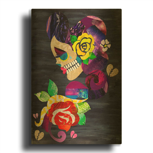 'Sad Skull' By Artpoptart Gold Metal Wall Art