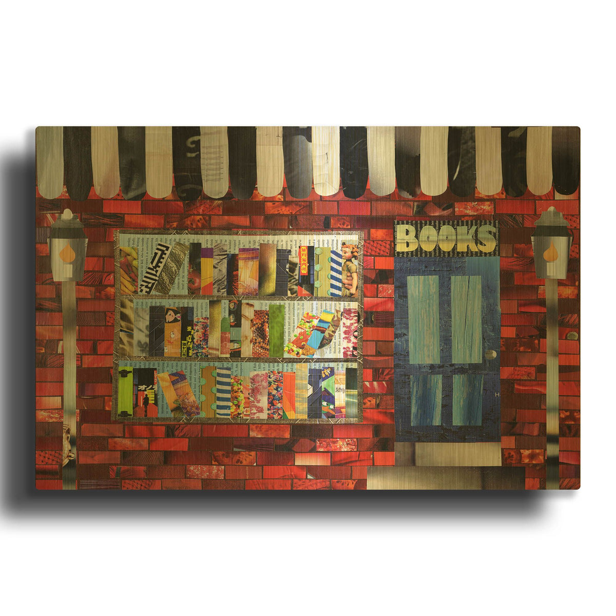 'Bookshop' By Artpoptart Gold Metal Wall Art