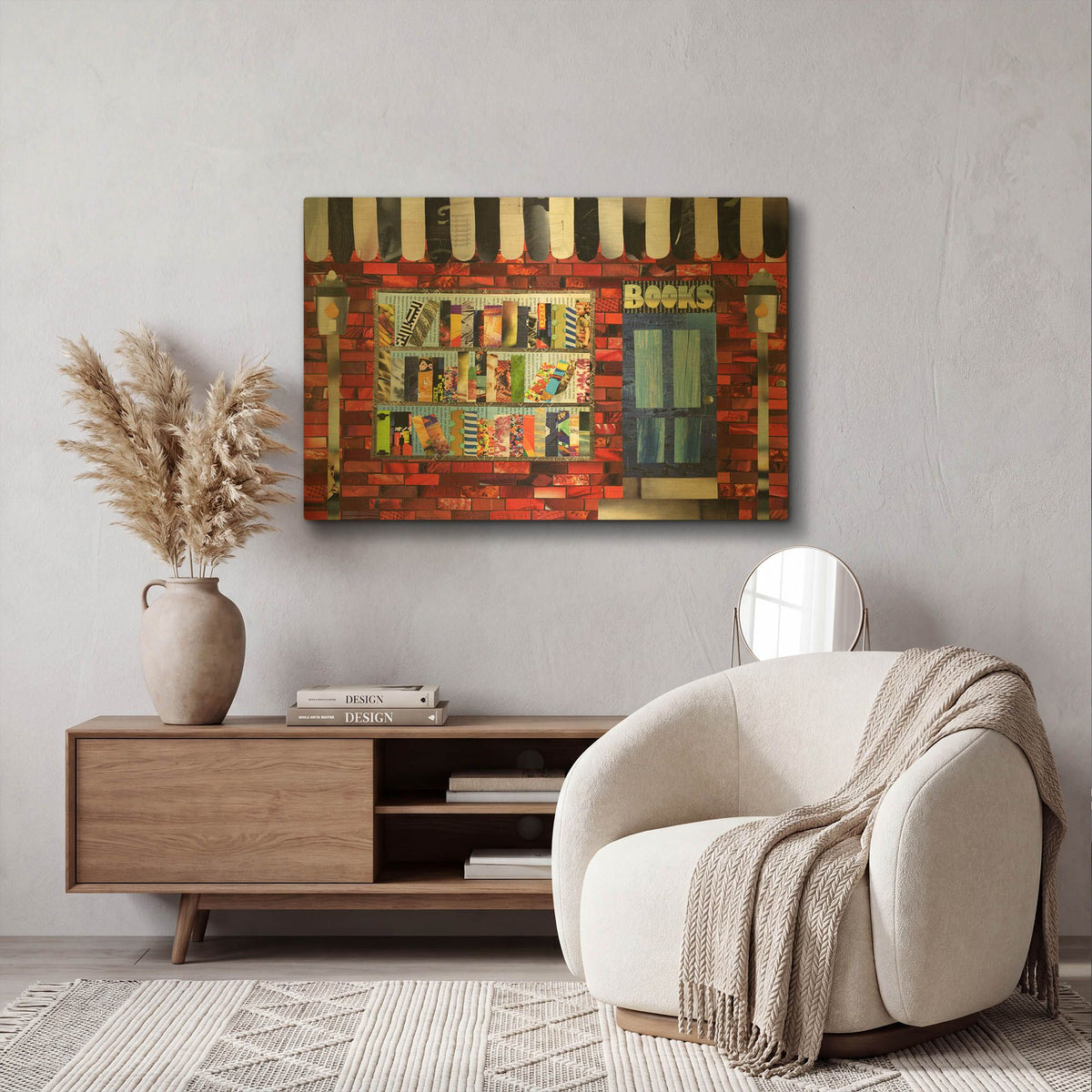 'Bookshop' By Artpoptart Gold Metal Wall Art