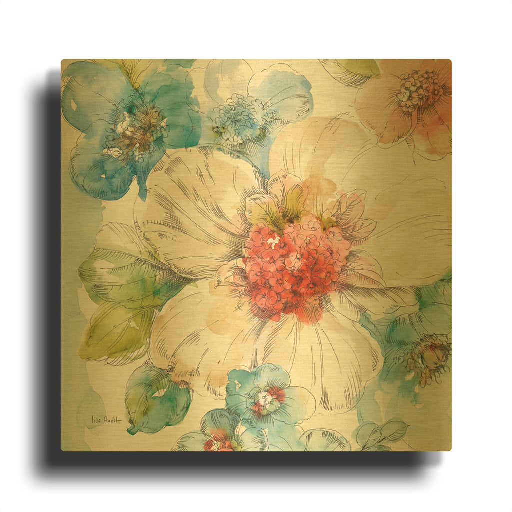 'Summer Bloom III' By Lisa Audit Gold Metal Wall Art