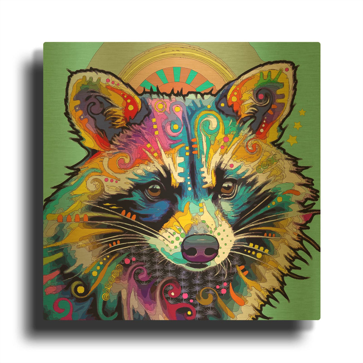 'Brilliant Raccoon' By Dean Russo Gold Metal Wall Art