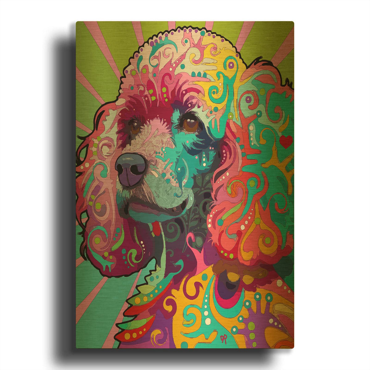 'Poodle Love' By Dean Russo Gold Metal Wall Art