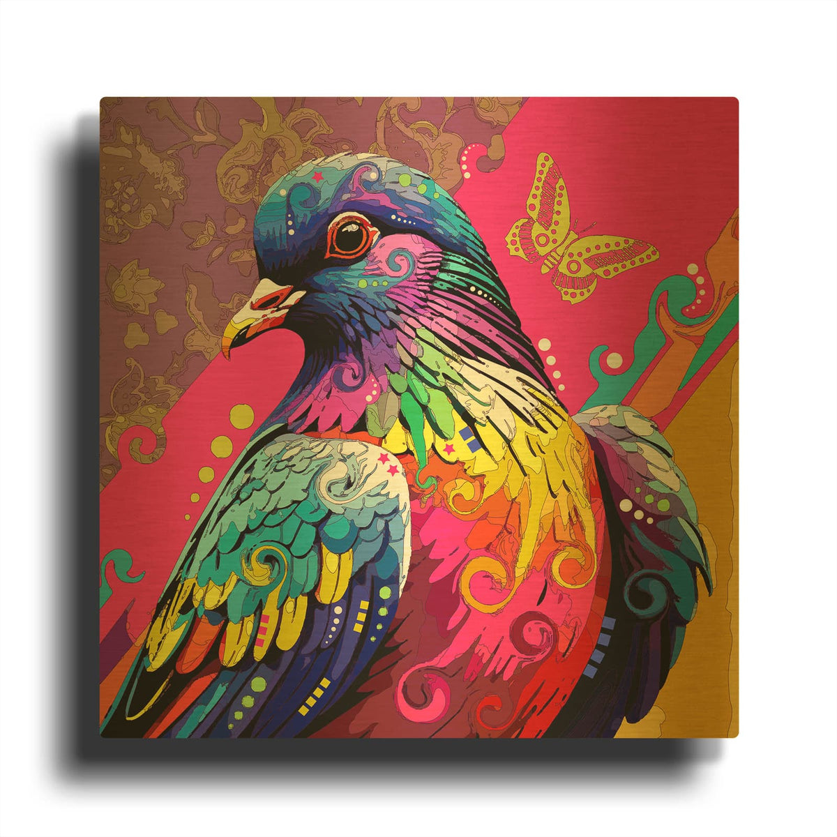 'Pigeon 2' By Dean Russo Gold Metal Wall Art