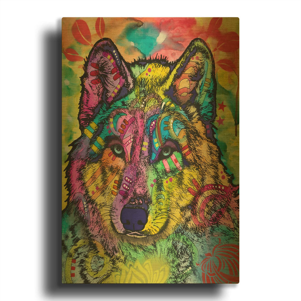 'The Stare Of The Wolf' By Dean Russo Gold Metal Wall Art