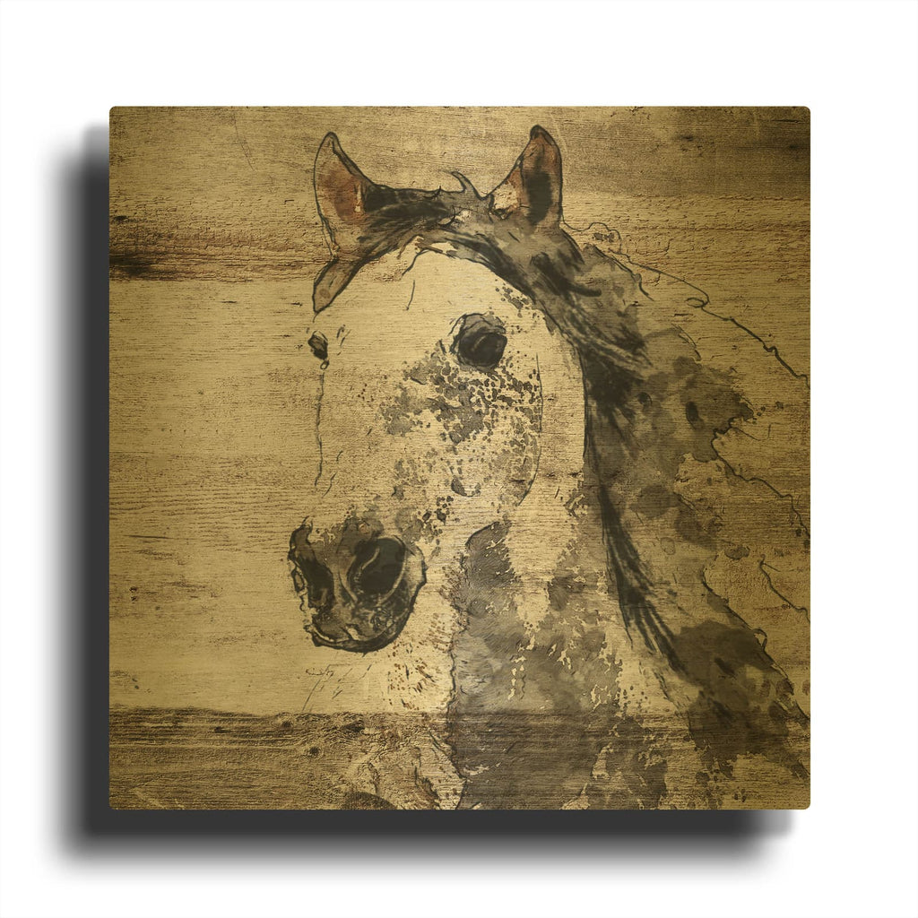 'Sparkle Horse 4' By Irena Orlov Gold Metal Wall Art