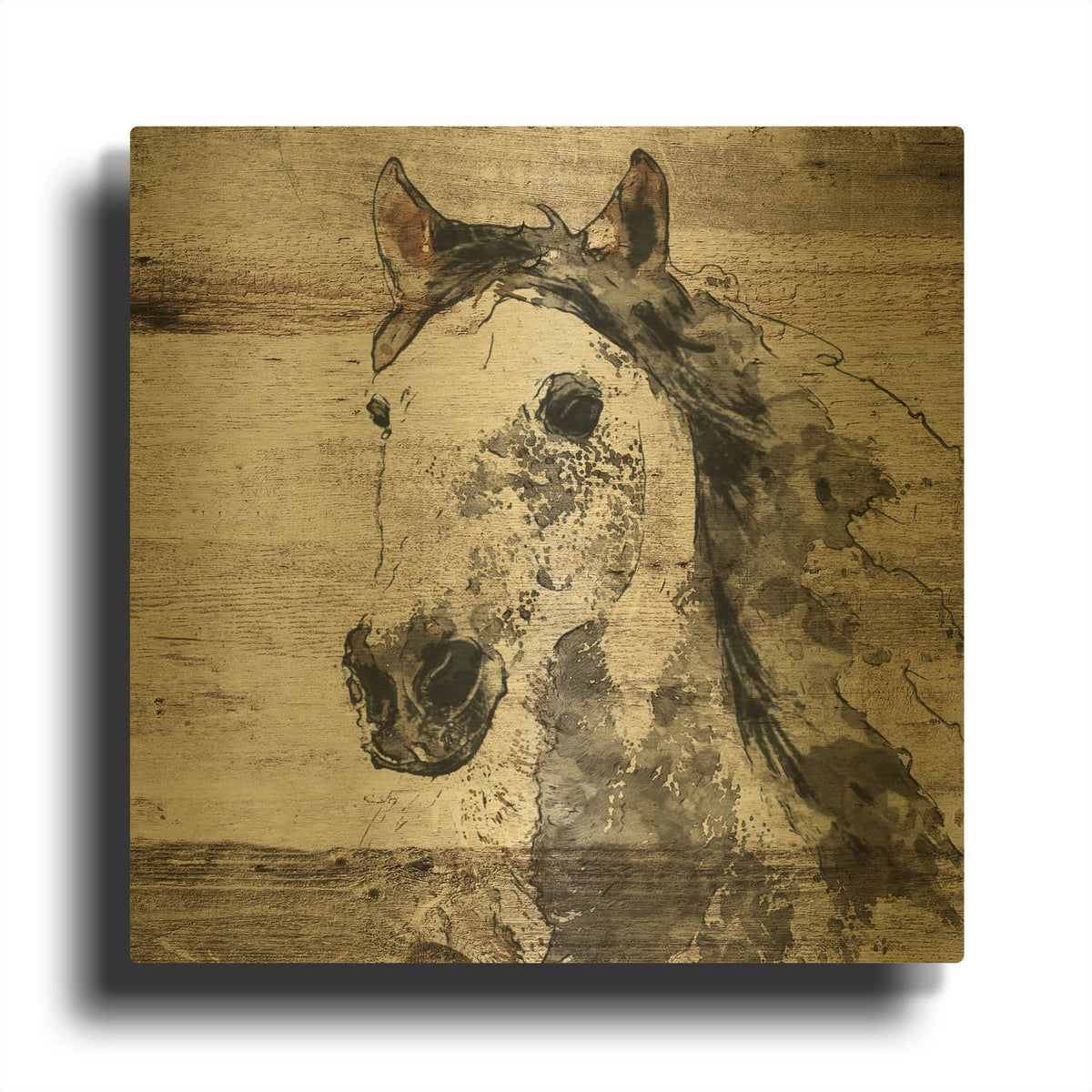 'Sparkle Horse 4' By Irena Orlov Gold Metal Wall Art