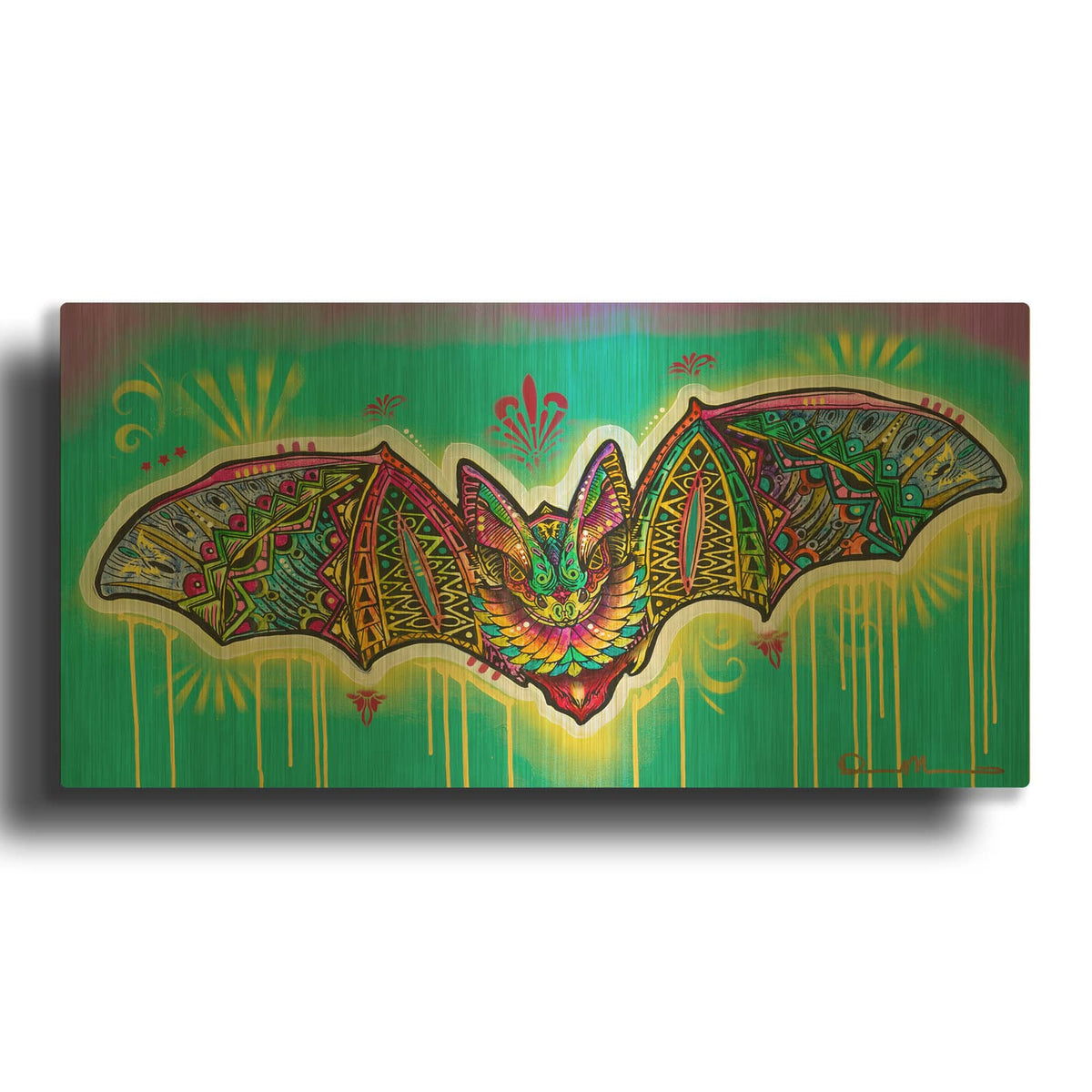'Shaman Bat' By Dean Russo Gold Metal Wall Art
