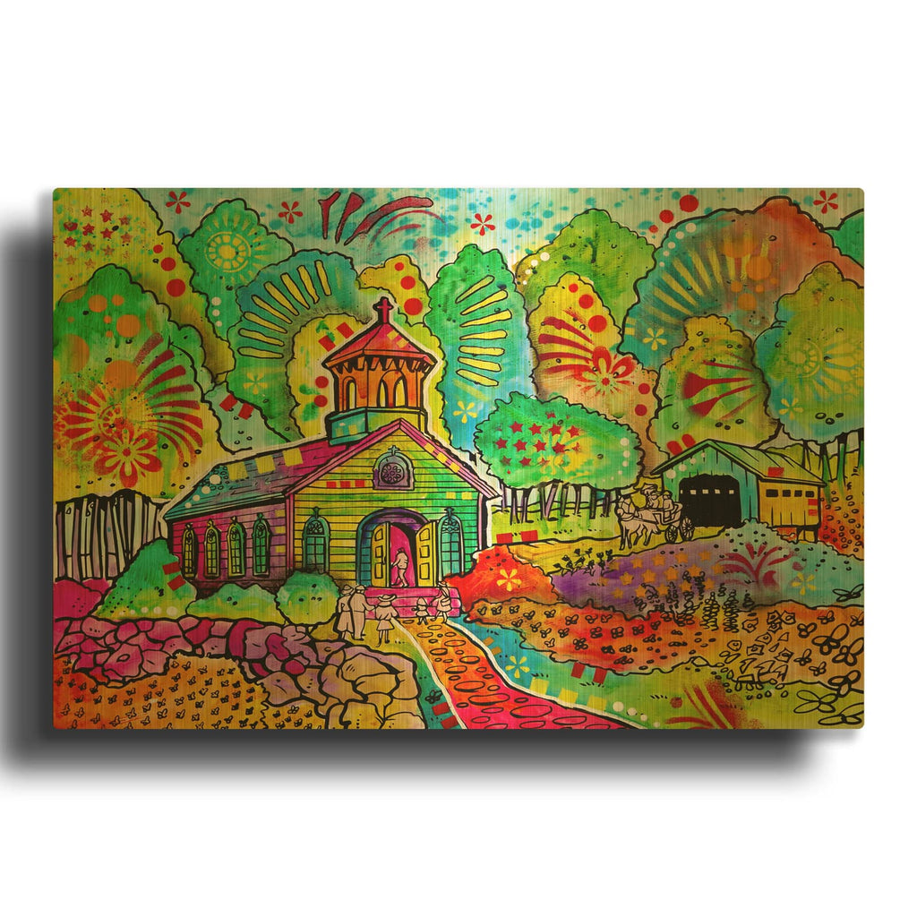 'Sunday Worship' By Dean Russo Gold Metal Wall Art