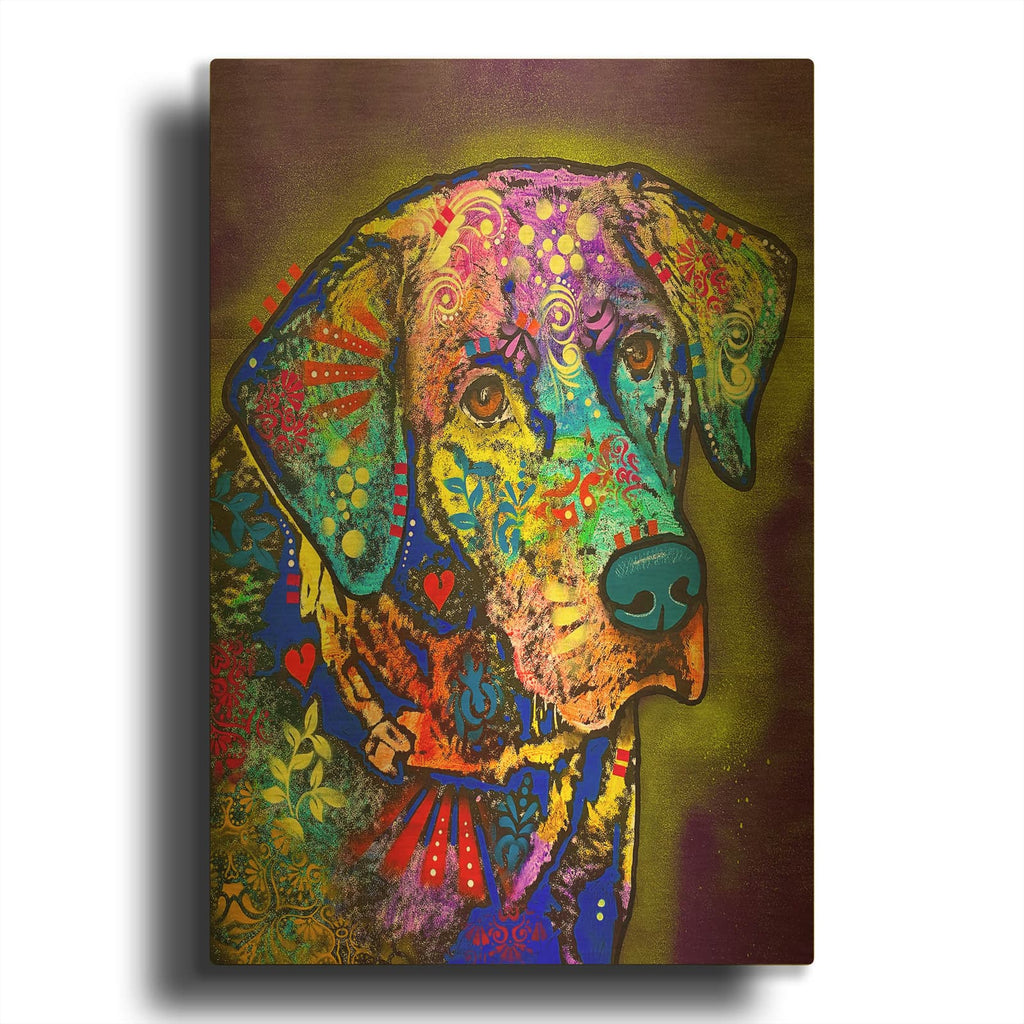 'A Thoughtful Lab' By Dean Russo Gold Metal Wall Art