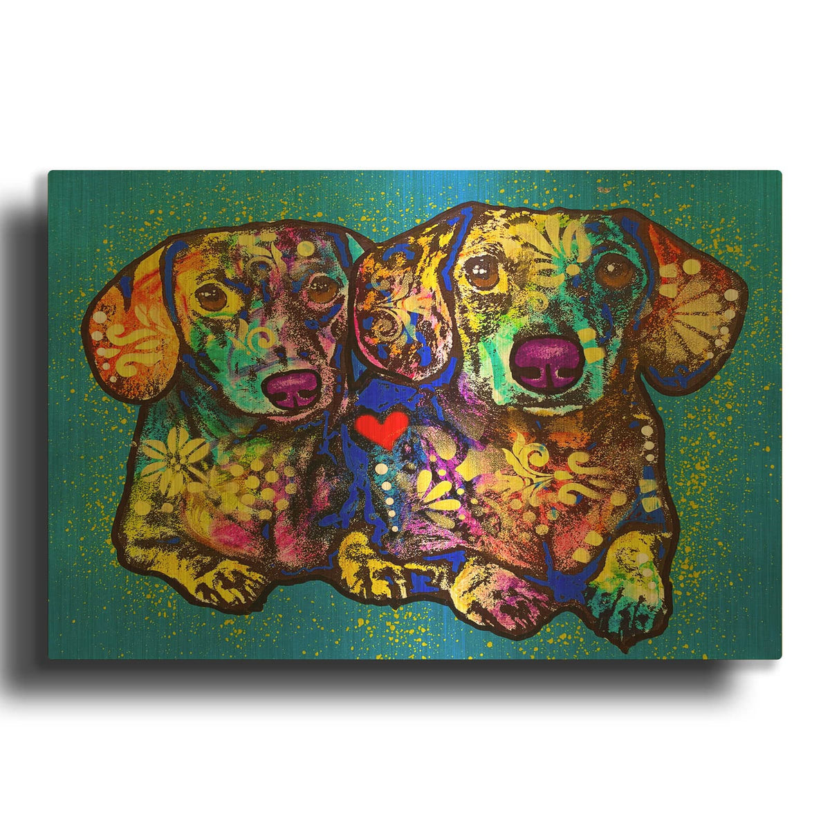 'Two Doxies' By Dean Russo Gold Metal Wall Art