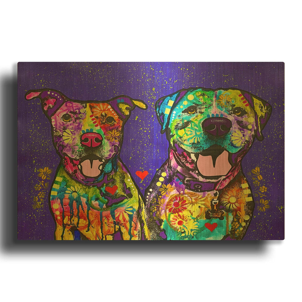 'Two Pitties' By Dean Russo Gold Metal Wall Art