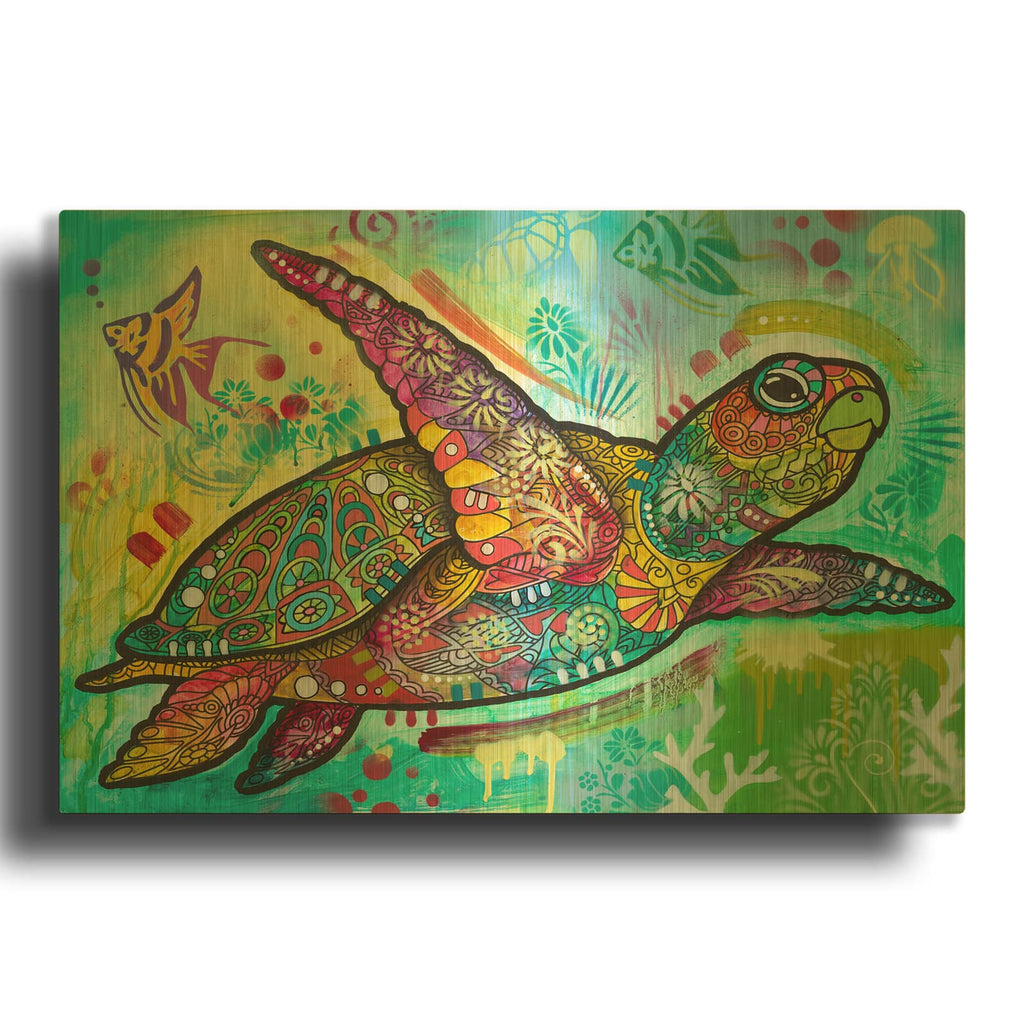 'Sea Turtle 2' By Dean Russo Gold Metal Wall Art
