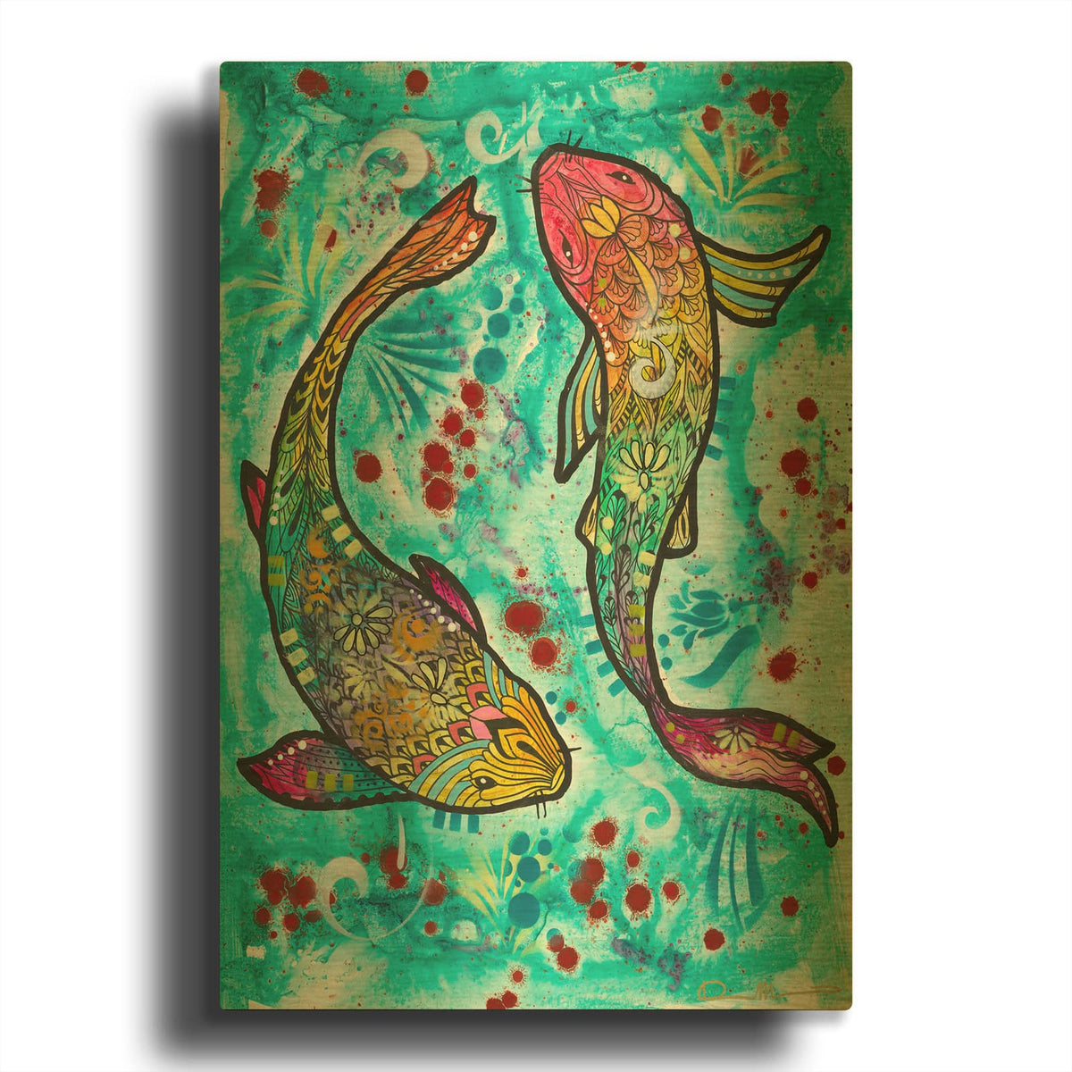 'Pisces Fish' By Dean Russo Gold Metal Wall Art