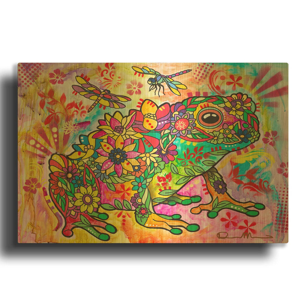 'Flower Froggie' By Dean Russo Gold Metal Wall Art