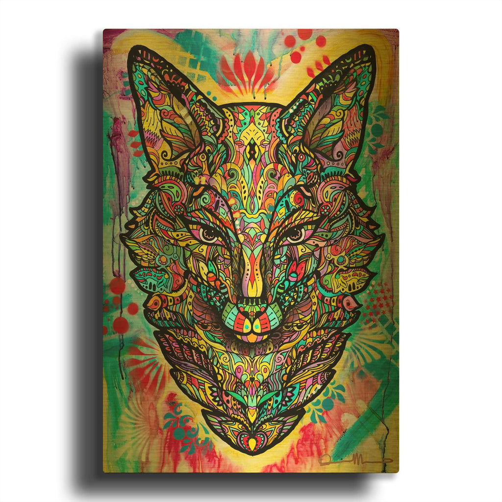 'Spiritual Fox' By Dean Russo Gold Metal Wall Art