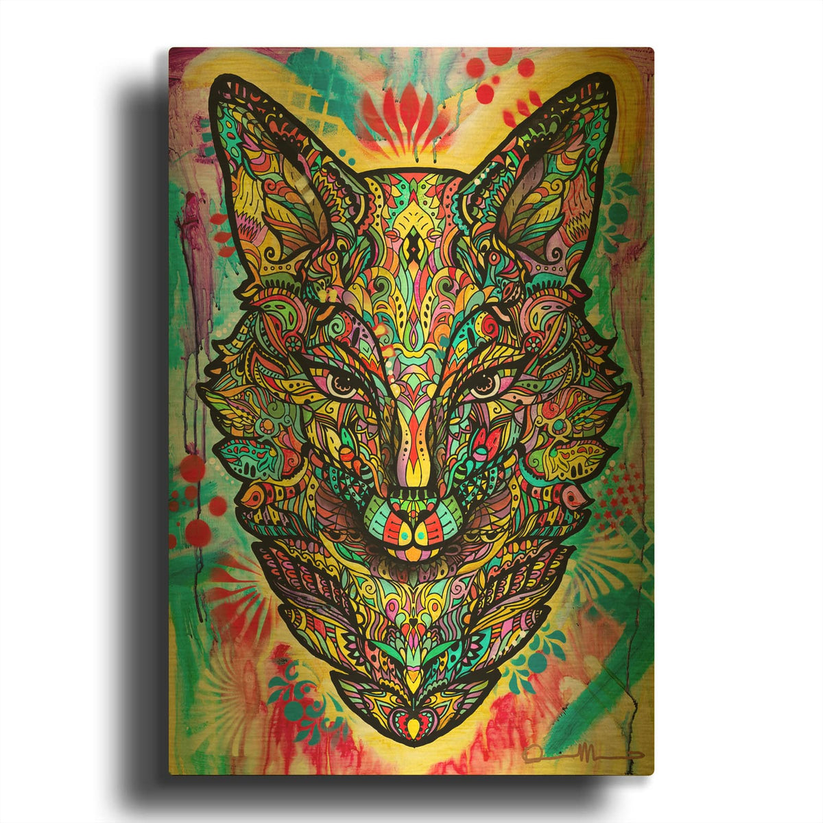'Spiritual Fox' By Dean Russo Gold Metal Wall Art