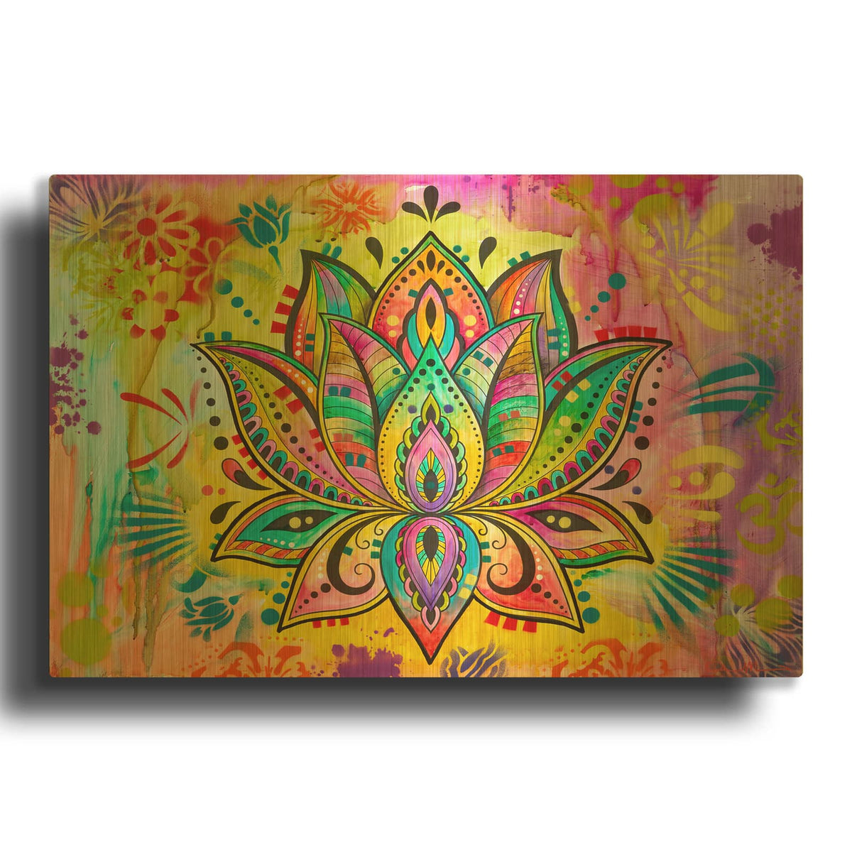 'Spiritual Lotus' By Dean Russo Gold Metal Wall Art