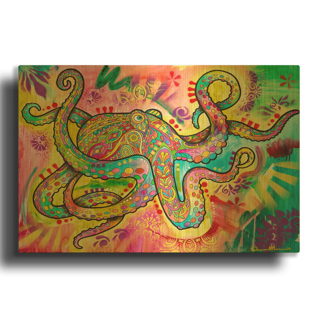 'Spiritual Octopus' By Dean Russo Gold Metal Wall Art