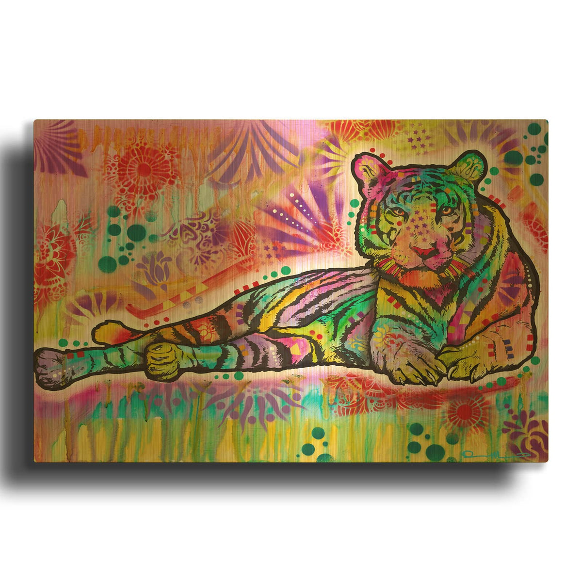 'Spiritual Tiger' By Dean Russo Gold Metal Wall Art