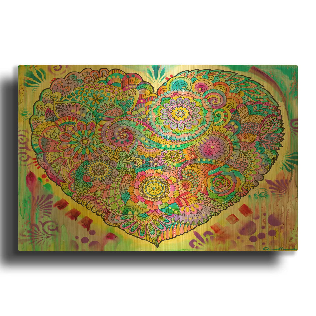 'Mandala Of The Heart' By Dean Russo Gold Metal Wall Art