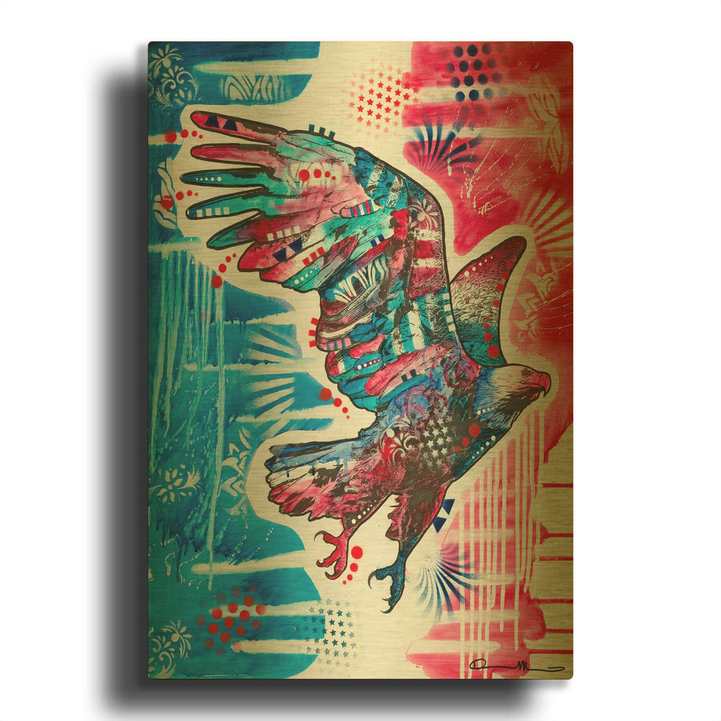 'American Bald Eagle' By Dean Russo Gold Metal Wall Art