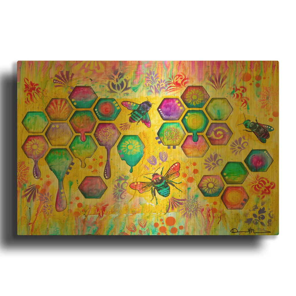 'Dance Of The Honeybees' By Dean Russo Gold Metal Wall Art