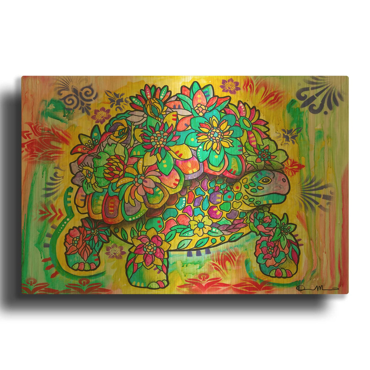 'Earth Tortoise' By Dean Russo Gold Metal Wall Art