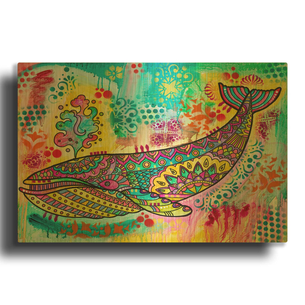 'Blue Whale' By Dean Russo Gold Metal Wall Art