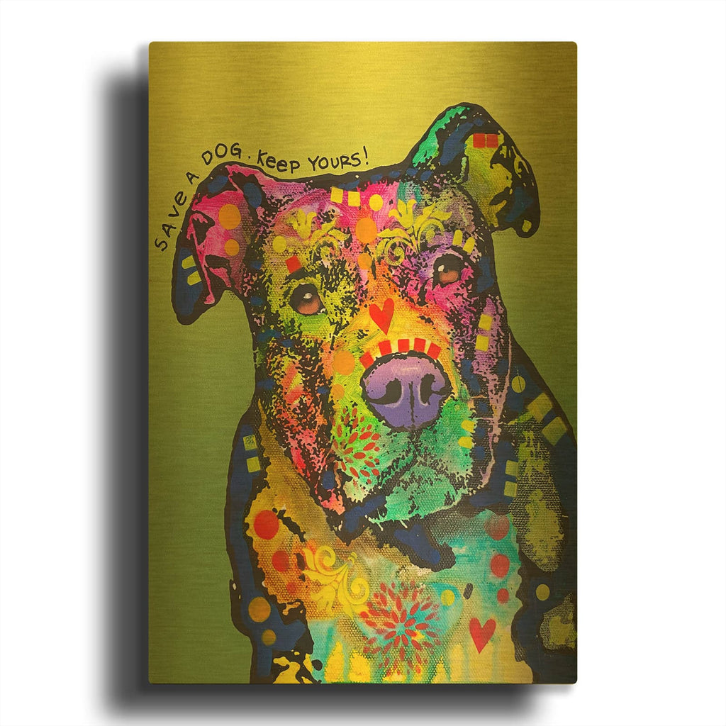 'Save A Dog' By Dean Russo Gold Metal Wall Art