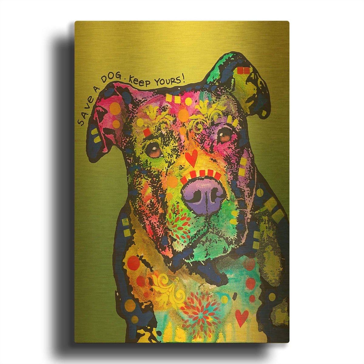 'Save A Dog' By Dean Russo Gold Metal Wall Art