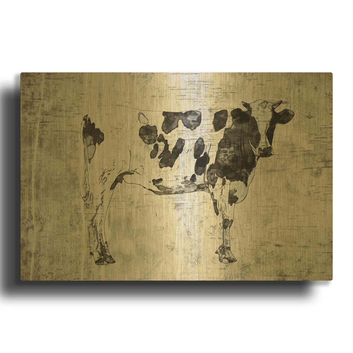 'Rustic Cow' By Irena Orlov Gold Metal Wall Art