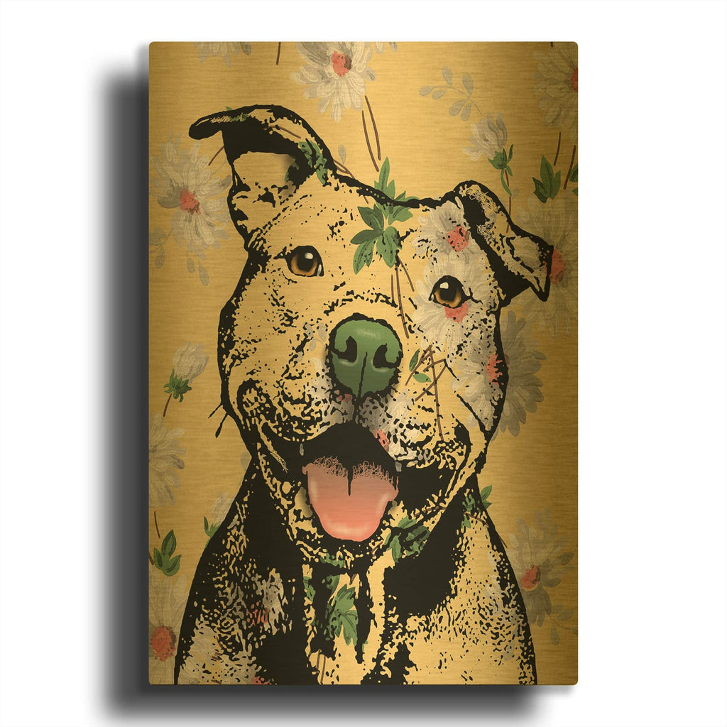 'Pittie Life' By Dean Russo Gold Metal Wall Art