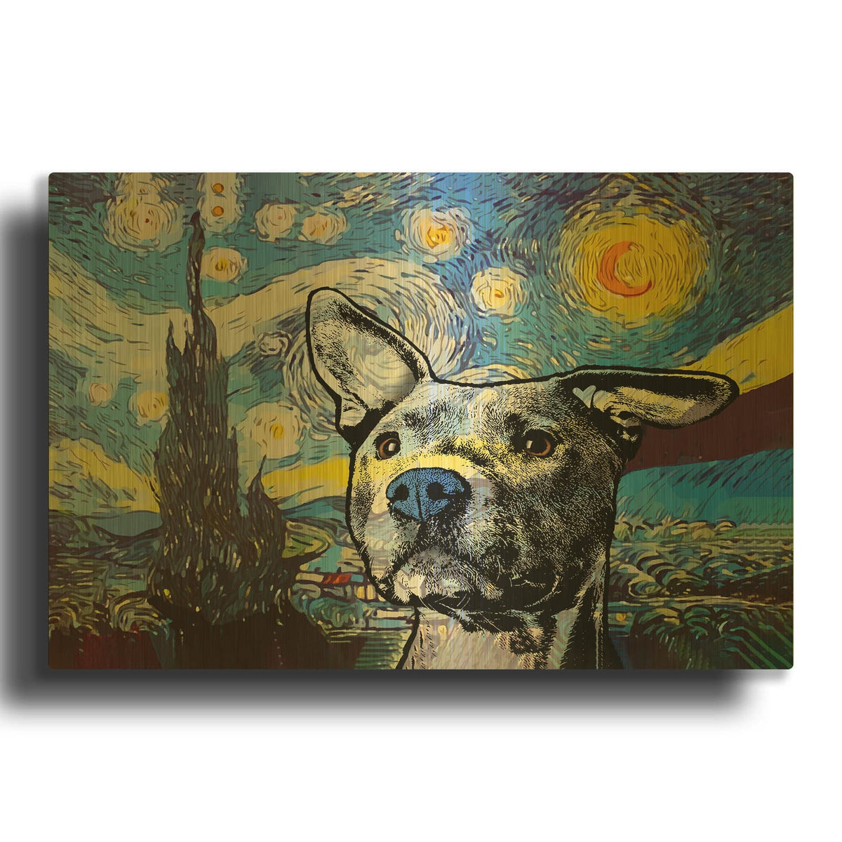 'Starry Pittie' By Dean Russo Gold Metal Wall Art
