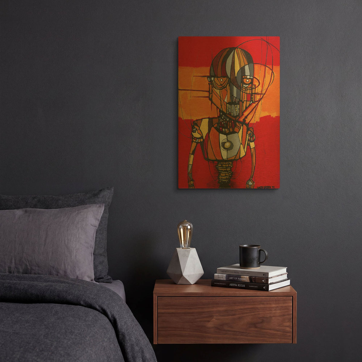 'Segmented Man Orange' By Craig Snodgrass Gold Metal Wall Art