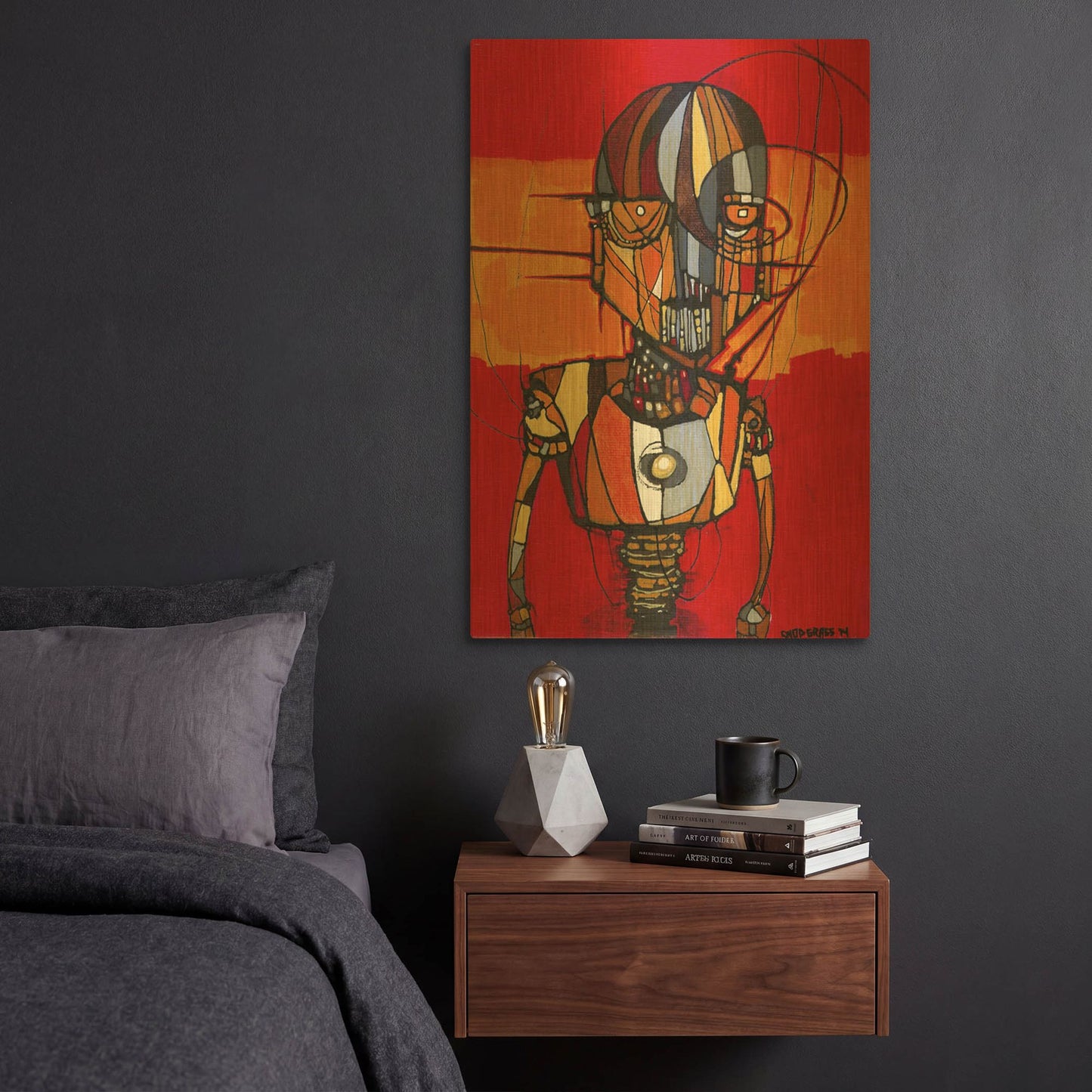 'Segmented Man Orange' By Craig Snodgrass Gold Metal Wall Art