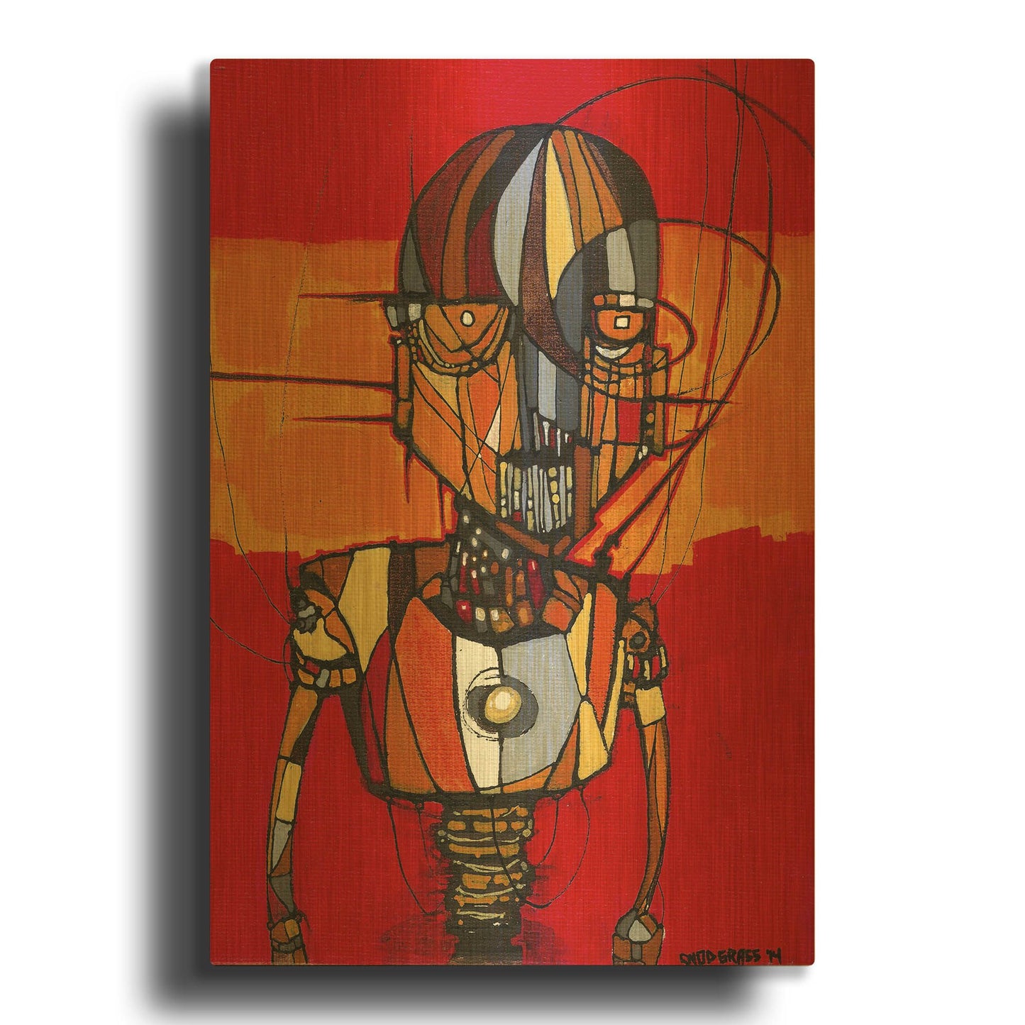 'Segmented Man Orange' By Craig Snodgrass Gold Metal Wall Art