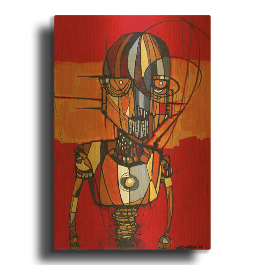 'Segmented Man Orange' By Craig Snodgrass Gold Metal Wall Art