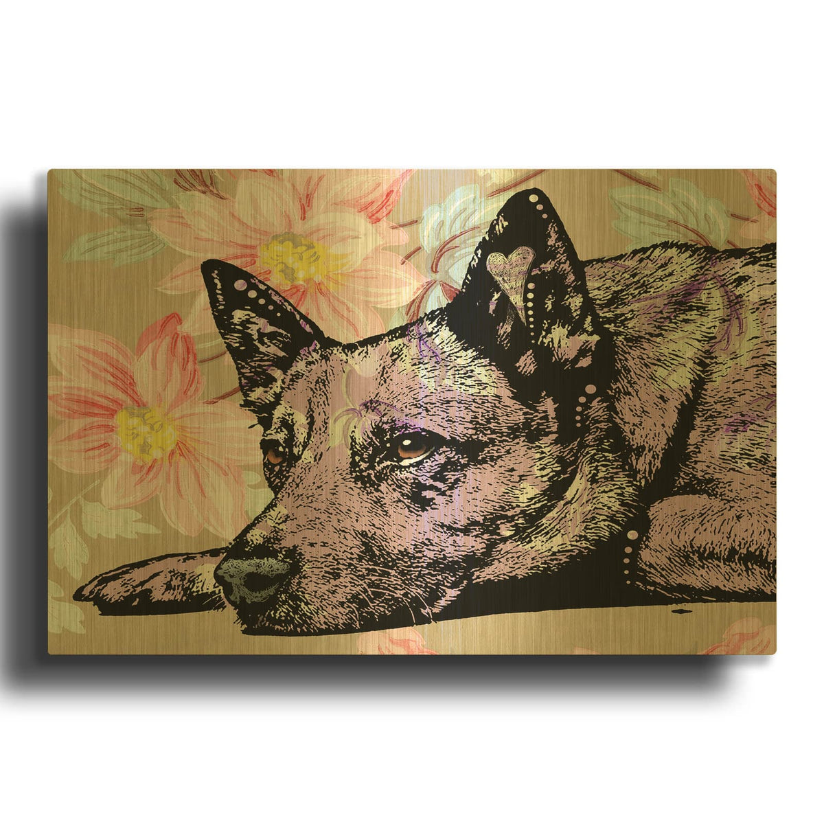 'The Lying Heeler' By Dean Russo Gold Metal Wall Art