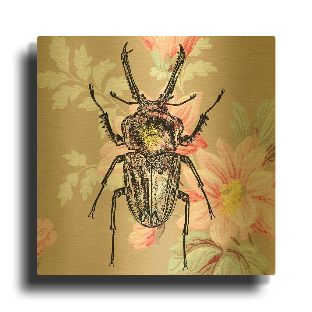 'Beetle Wallpaper Square' By Dean Russo Gold Metal Wall Art