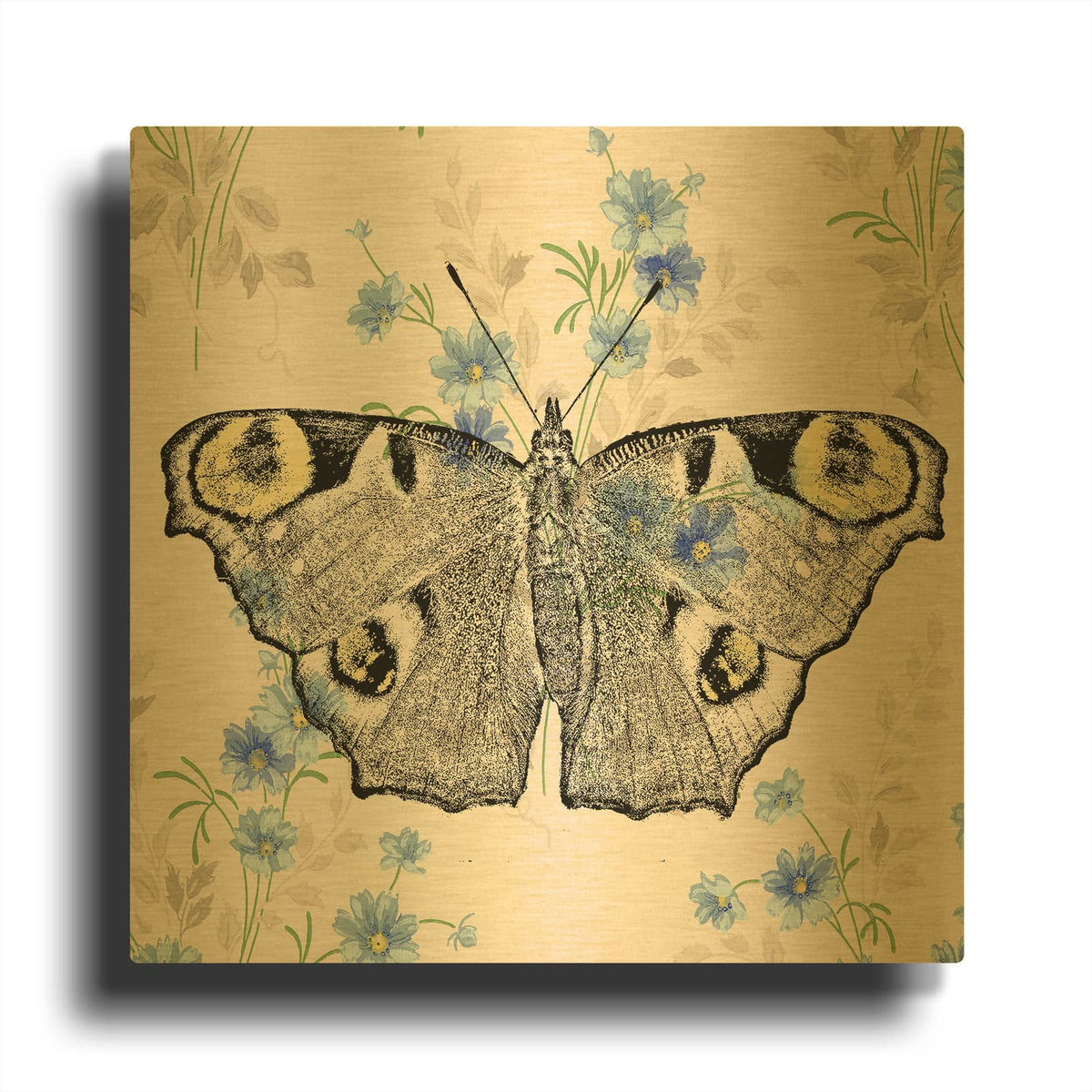 'Moth Wallpaper Square' By Dean Russo Gold Metal Wall Art