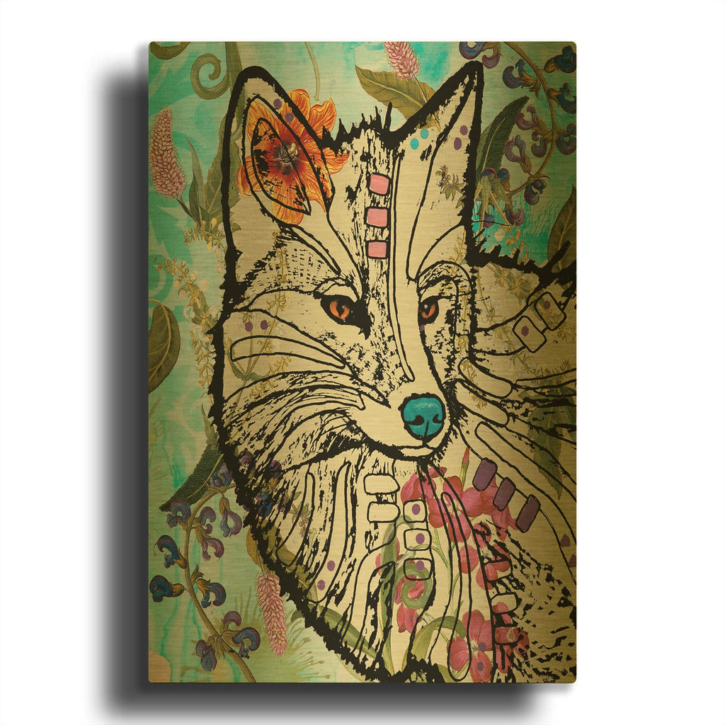 'Wallpaper Fox' By Dean Russo Gold Metal Wall Art