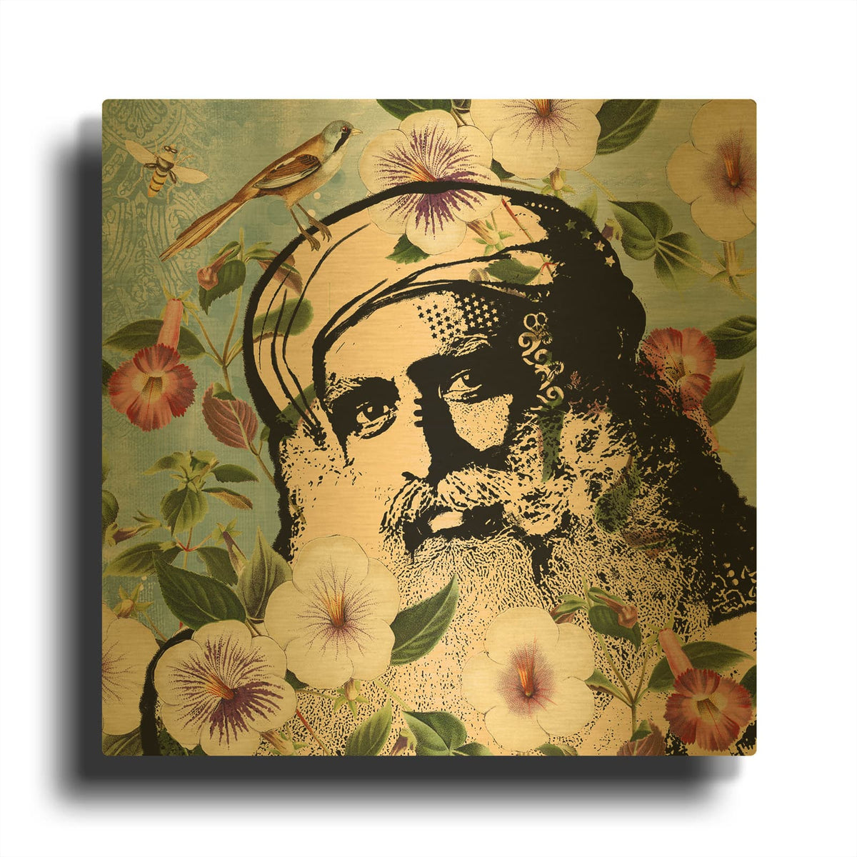 'Wallpaper Sadh Guru' By Dean Russo Gold Metal Wall Art