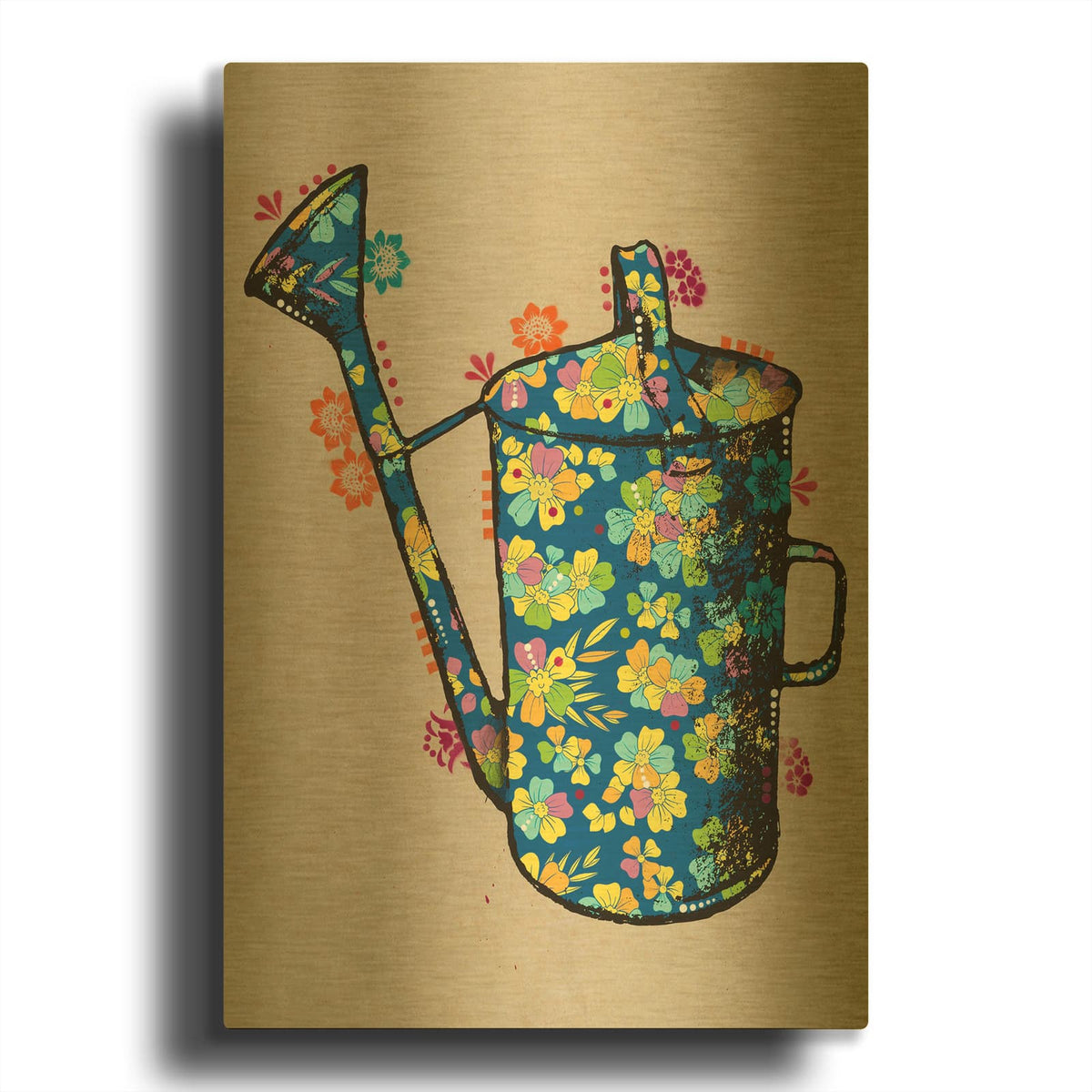 'Watering Can' By Dean Russo Gold Metal Wall Art