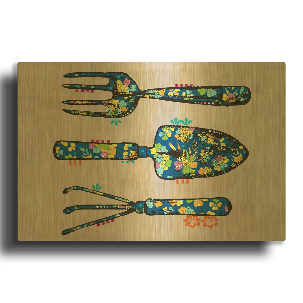 'Garden Implements' By Dean Russo Gold Metal Wall Art