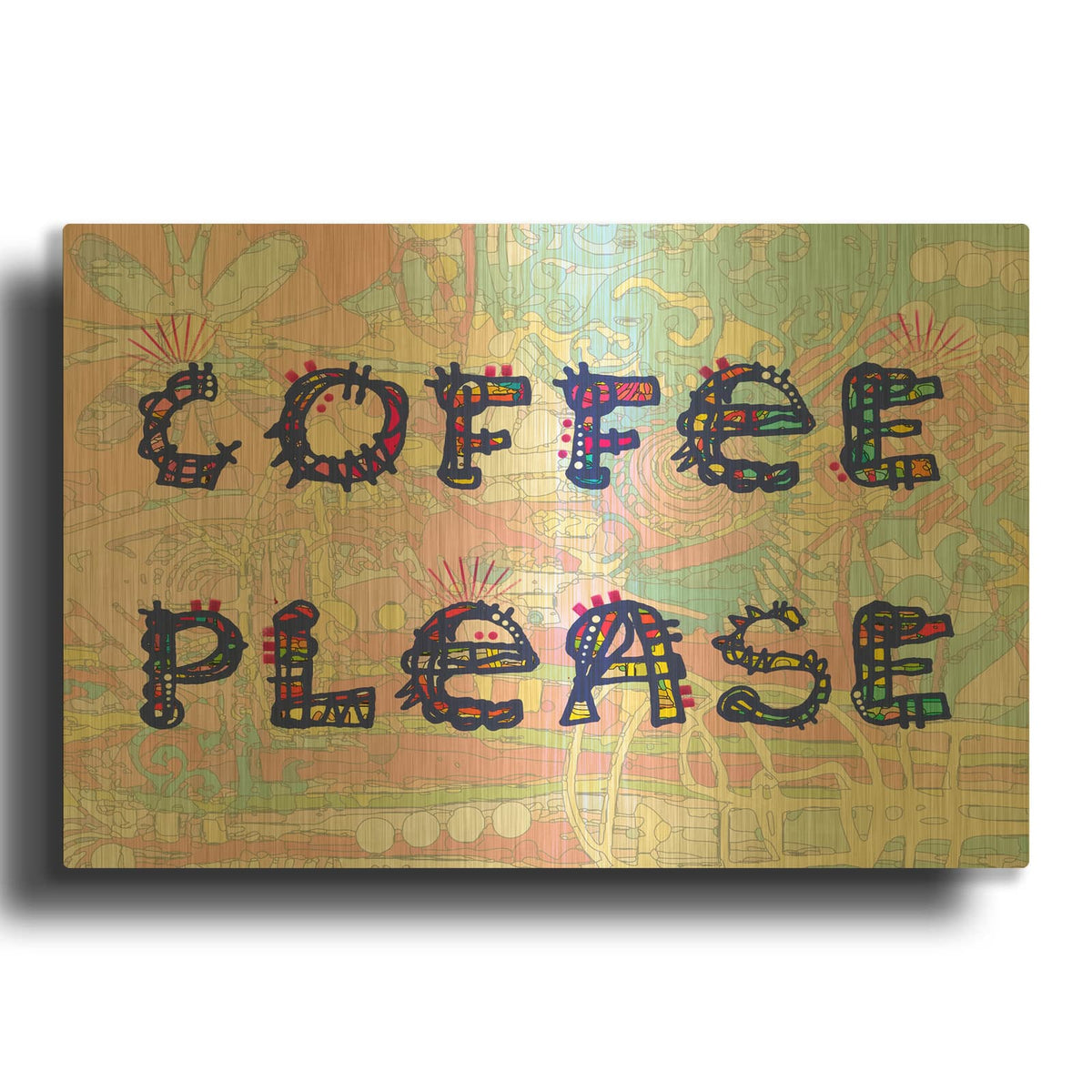 'Coffee Please' By Dean Russo Gold Metal Wall Art