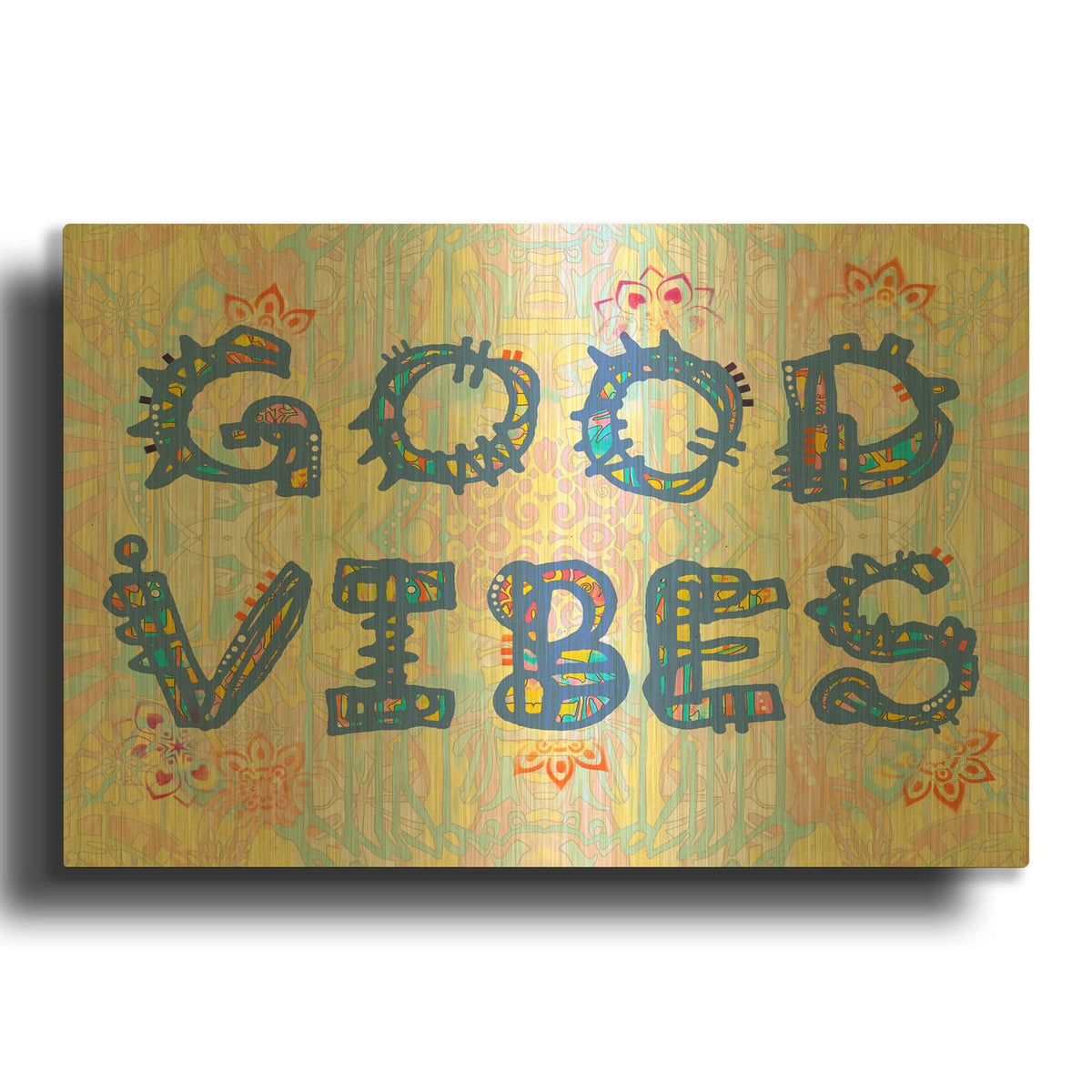 'Good Vibes' By Dean Russo Gold Metal Wall Art