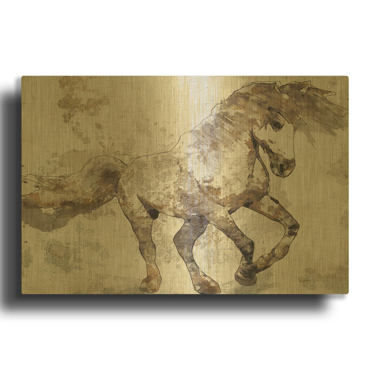 'Bebeau Horse 2' By Irena Orlov Gold Metal Wall Art
