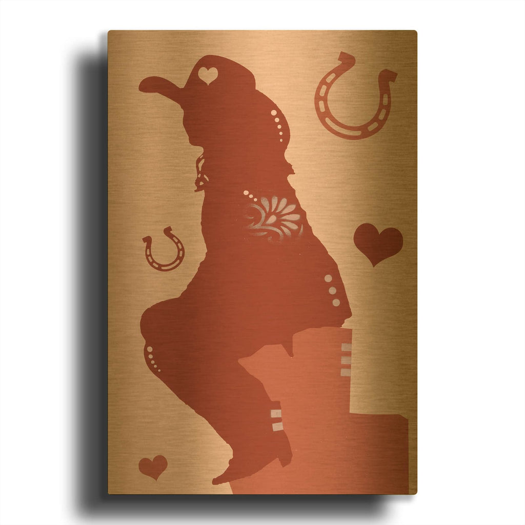 'Cowgirl Seated' By Dean Russo Gold Metal Wall Art