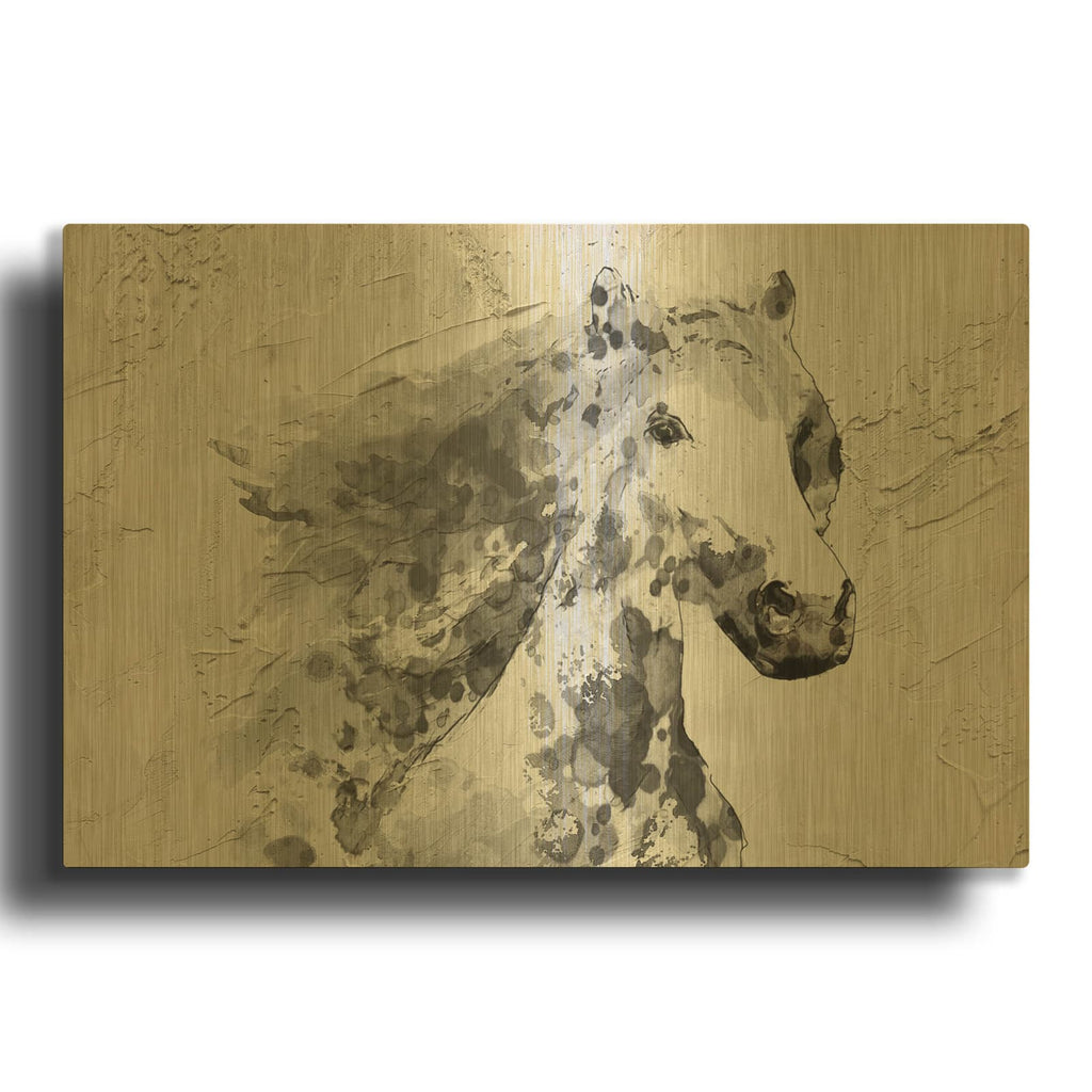 'White Stallion 1' By Irena Orlov Gold Metal Wall Art