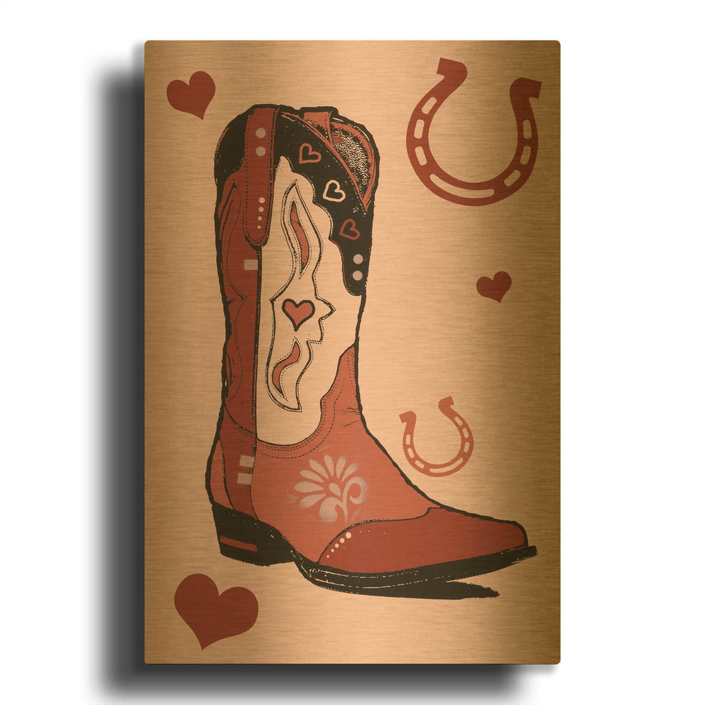 'Cowgirl Boot' By Dean Russo Gold Metal Wall Art